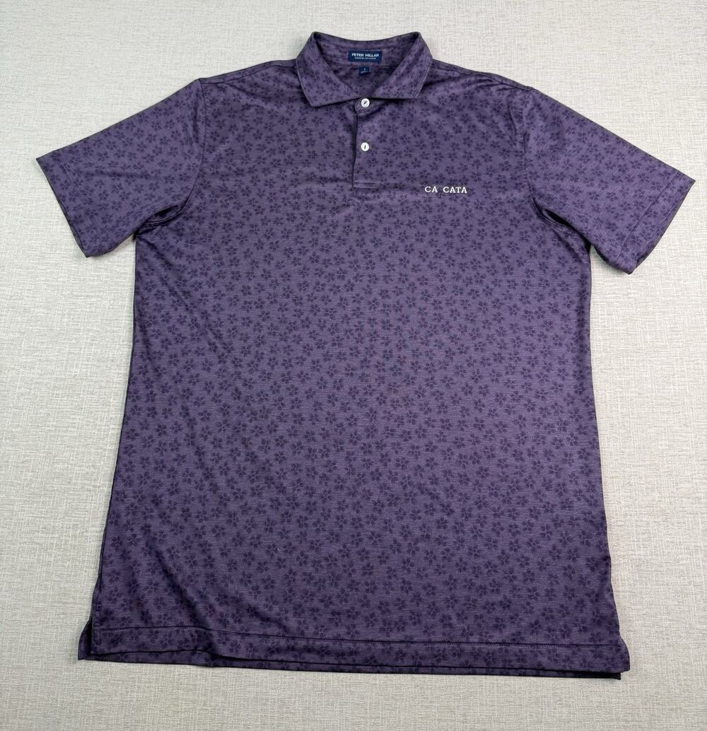 Peter Millar Crown Crafted Polo Men’s Large Purple Floral Cascata Golf Stretch